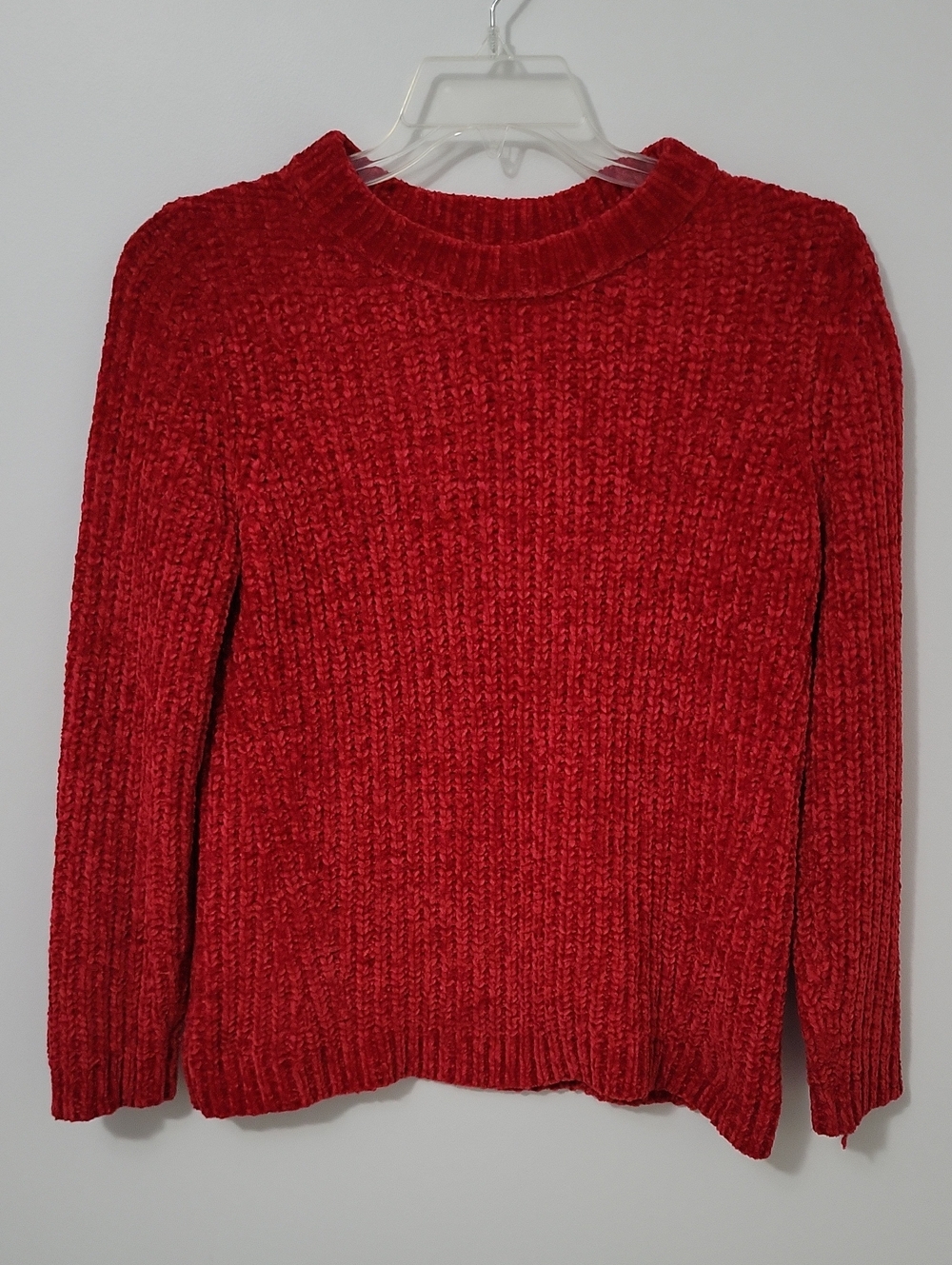 Talbots Red Chenille Crewneck Sweater, Size Medium Petite